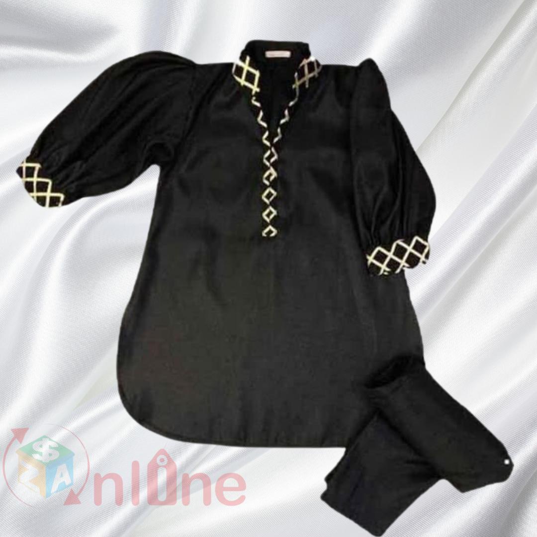 Elegant casual wear with gotta embroidery round shirt with Capri premium cotton stuff sizes available for 1-5year