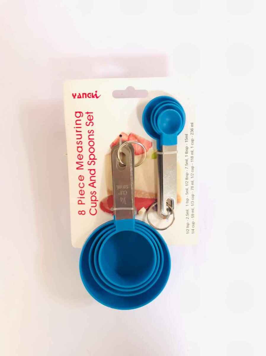 8pcs Blue Plastic Measuring Spoons Cups Measuring Set Tools For Baking Coffee and for kitchen essentials