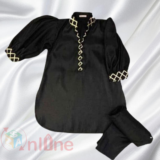 Elegant casual wear with gotta embroidery round shirt with Capri premium cotton stuff sizes available for 1-5year