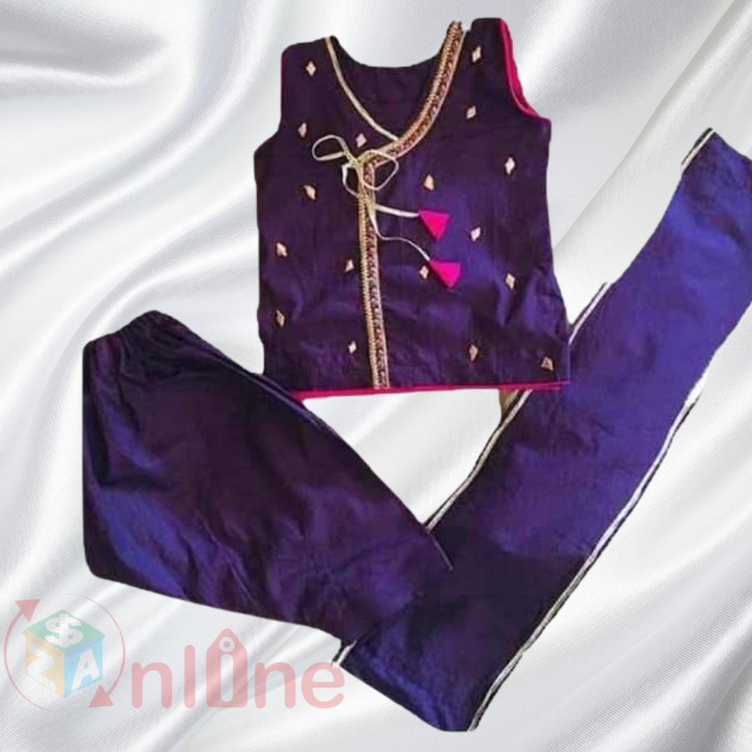 Elegant Angrakha style frock premium cotton stuff sizes available for (1-5year)