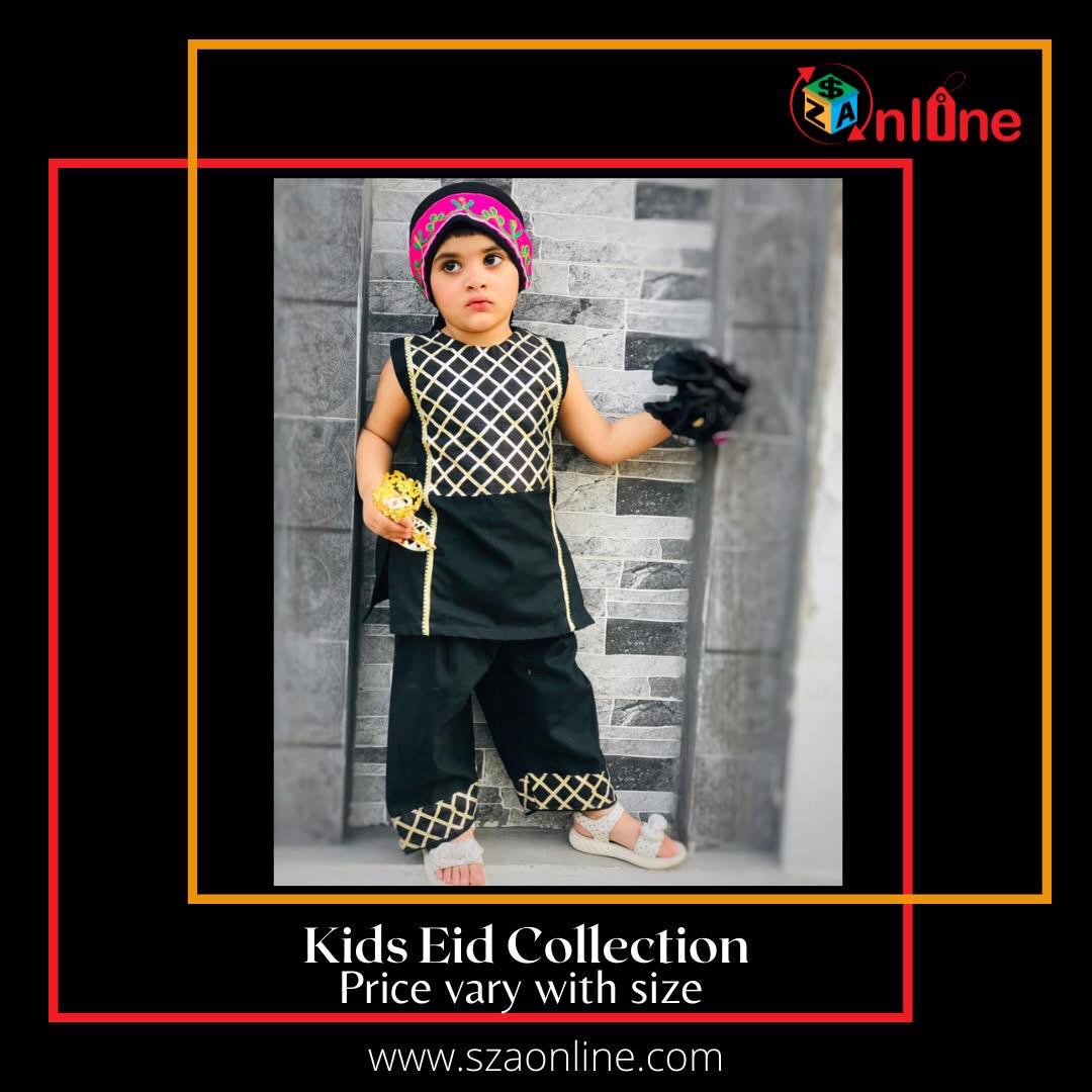 Festive Eid dress for baby girl with gotta embroidery premium cotton stuff size available for 1-5year