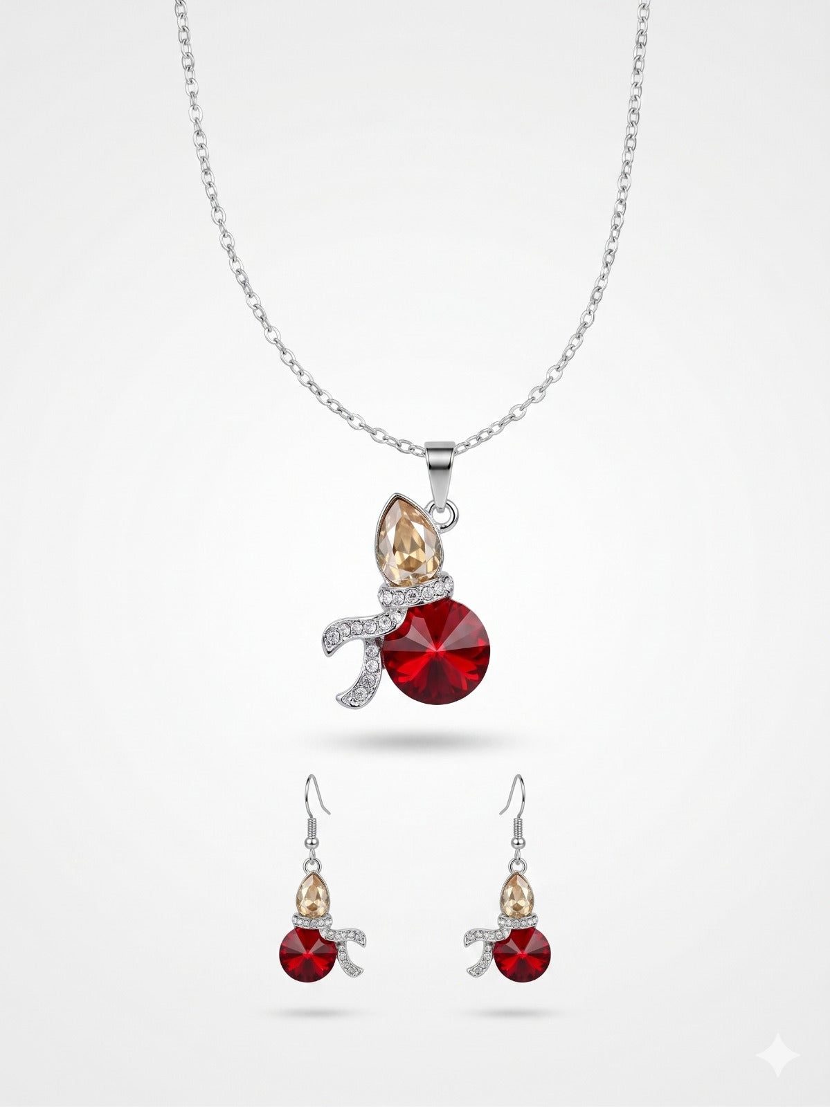 Red Ribbon Pendant Set