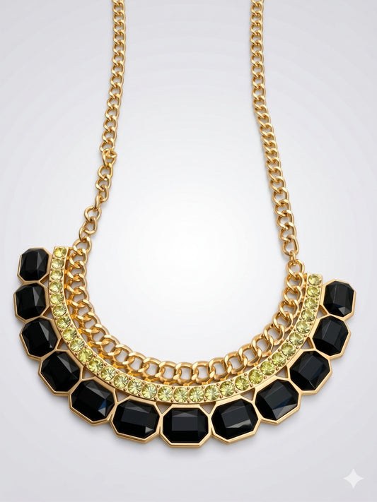Modern Noir Geometric Statement Necklace